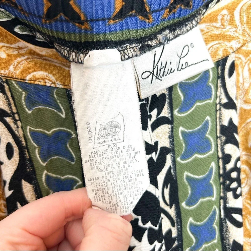 Vintage Kathie Lee 80's 90's Boho Tribal Print Midi Skirt Plus Size 16W‎